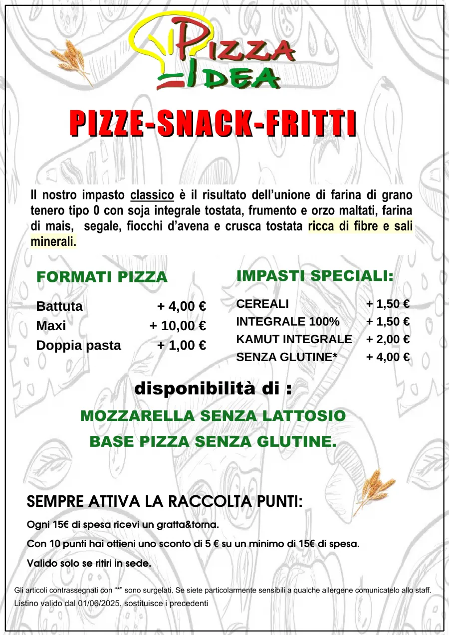 Listino online : Nuovo listino Pizzaidea Ceggia